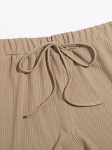 Tie Waist Rib-knit Track Shorts - INS | Online Fashion Free Shipping Clothing, Dresses, Tops, Shoes