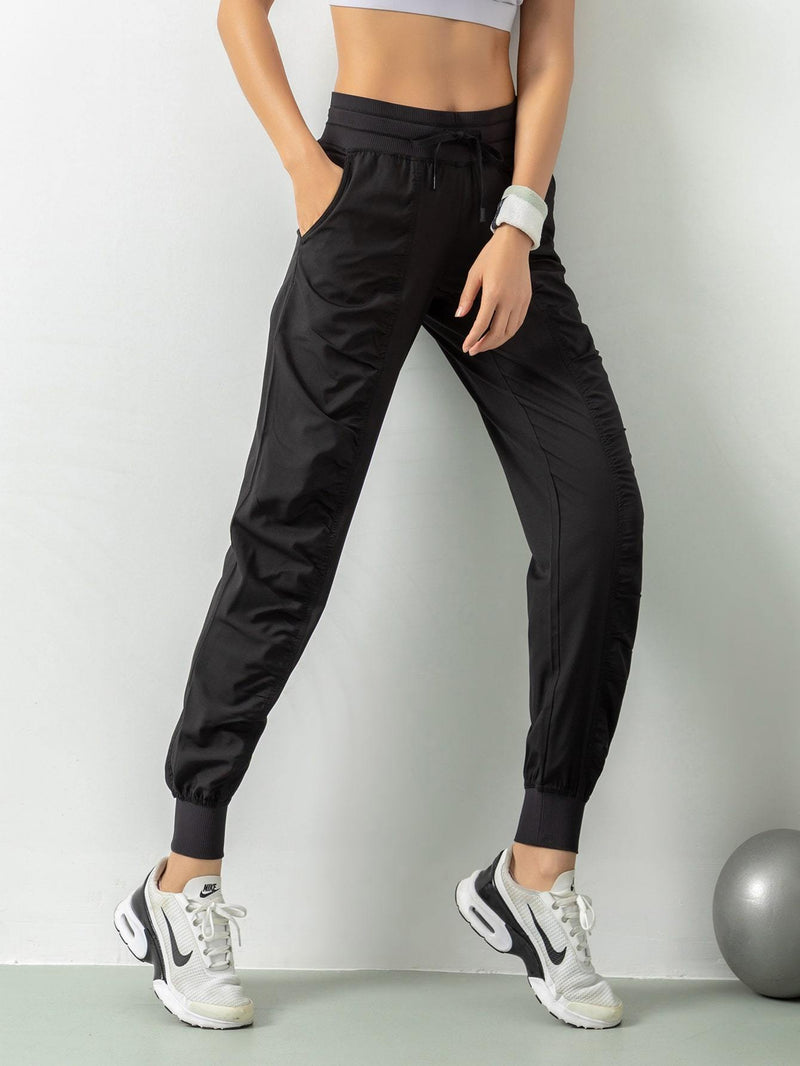 Tie Waist Ruched Sports Pants - Activewear - INS | Online Fashion Free Shipping Clothing, Dresses, Tops, Shoes - 02/18/2021 - Activewear - Autumn