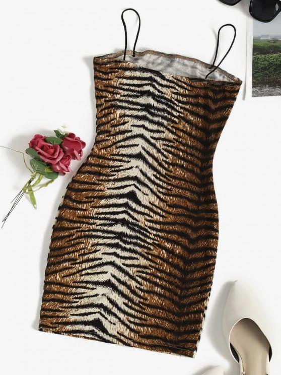 Tiger Print Bungee Strap Bodycon Dress - INS | Online Fashion Free Shipping Clothing, Dresses, Tops, Shoes
