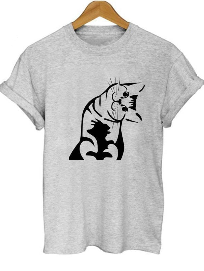 Tilt-Head Cat Mom T-shirt - INS | Online Fashion Free Shipping Clothing, Dresses, Tops, Shoes - Color_Black - GMC-All Under $15 - GMC-black-cat-series