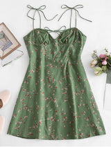 Tiny Floral Print Tie Knot Dress - INS | Online Fashion Free Shipping Clothing, Dresses, Tops, Shoes