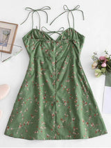 Tiny Floral Print Tie Knot Dress - INS | Online Fashion Free Shipping Clothing, Dresses, Tops, Shoes