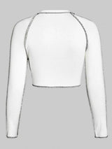 Topstitching Raglan Sleeve Crop T Shirt - INS | Online Fashion Free Shipping Clothing, Dresses, Tops, Shoes