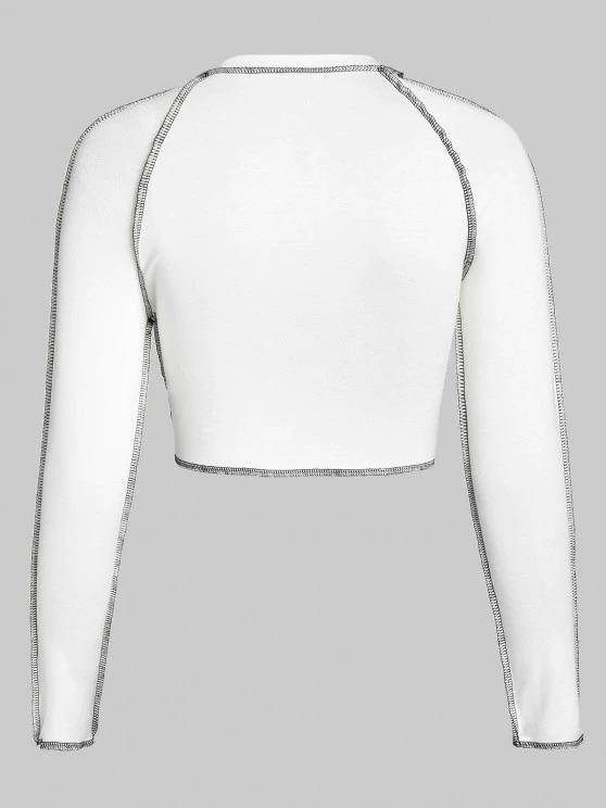 Topstitching Raglan Sleeve Crop T Shirt - INS | Online Fashion Free Shipping Clothing, Dresses, Tops, Shoes