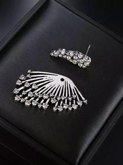 Trendy Rhinestones Silver Tassels Stud Earrings - INS | Online Fashion Free Shipping Clothing, Dresses, Tops, Shoes