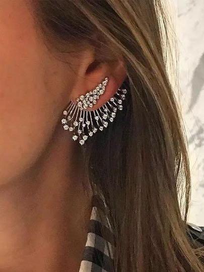 Trendy Rhinestones Silver Tassels Stud Earrings - INS | Online Fashion Free Shipping Clothing, Dresses, Tops, Shoes