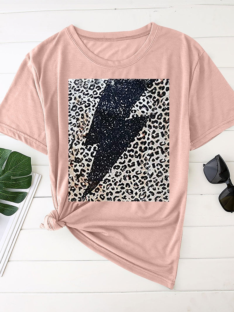 Trendy Round Neck Lightning Print Top - T-shirts - INS | Online Fashion Free Shipping Clothing, Dresses, Tops, Shoes - 13/05/2021 - 13052021 - 130521