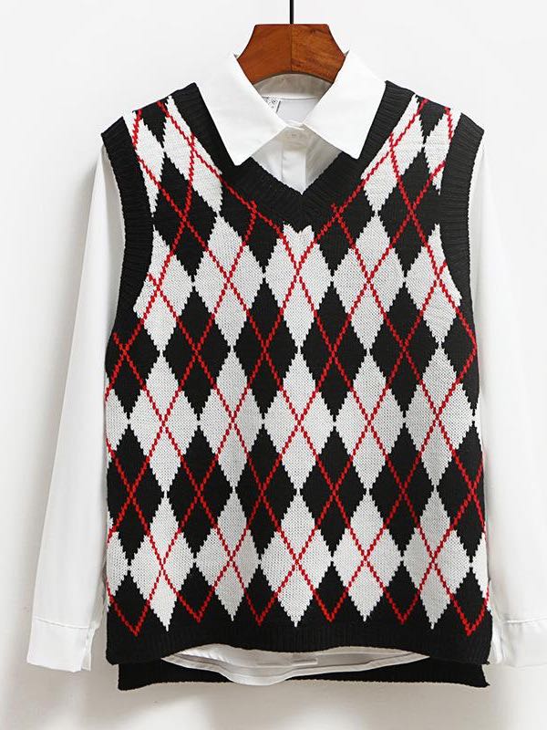 Trendy Women's Check Knitted Vest - INS | Online Fashion Free Shipping Clothing, Dresses, Tops, Shoes