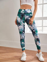 Tropical & Floral Print Sports Leggings - INS | Online Fashion Free Shipping Clothing, Dresses, Tops, Shoes