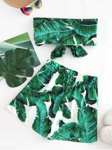 Tropical Leaf Print Knot Bandeau Two Piece Set - INS | Online Fashion Free Shipping Clothing, Dresses, Tops, Shoes