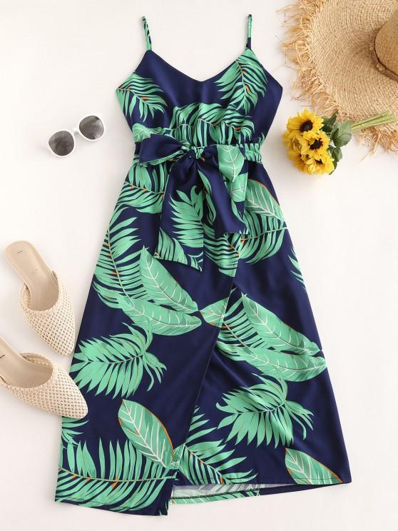 Tropical Palm Leaf Belt Cami Dress - INS | Online Fashion Free Shipping Clothing, Dresses, Tops, Shoes