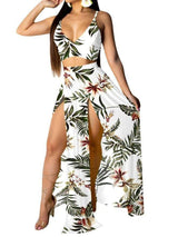 Tropical Print Cami Top & Thigh Slit Skirt Sets - Two-piece Outfits - INS | Online Fashion Free Shipping Clothing, Dresses, Tops, Shoes - 04/03/2021 - 2XL - Black