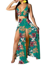 Tropical Print Cami Top & Thigh Slit Skirt Sets - Two-piece Outfits - INS | Online Fashion Free Shipping Clothing, Dresses, Tops, Shoes - 04/03/2021 - 2XL - Black