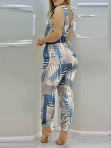 Tropical Print Sleeveless Pocket Design Backless Jumpsuit - Jumpsuits & Rompers - INS | Online Fashion Free Shipping Clothing, Dresses, Tops, Shoes - 29/04/2021 - Color_Multicolor - JUM210429023