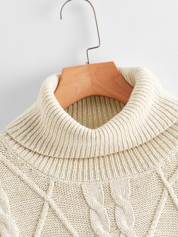 Turtleneck Cable Knit Solid Sweater - INS | Online Fashion Free Shipping Clothing, Dresses, Tops, Shoes