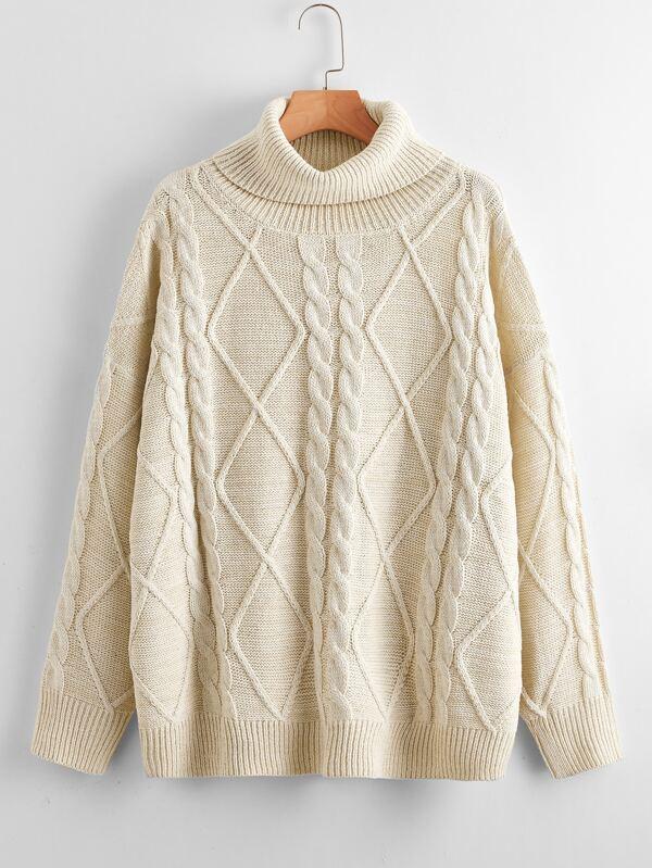 Turtleneck Cable Knit Solid Sweater - INS | Online Fashion Free Shipping Clothing, Dresses, Tops, Shoes