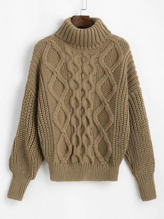Turtleneck Chunky Cable Knit Sweater - INS | Online Fashion Free Shipping Clothing, Dresses, Tops, Shoes