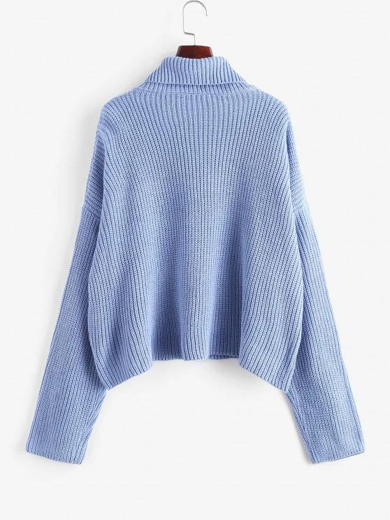 Turtleneck Half Zip Oversized Sweater - INS | Online Fashion Free Shipping Clothing, Dresses, Tops, Shoes