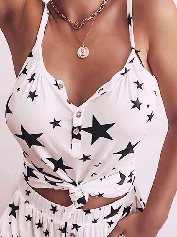 Two-Piece Star Print Button Top & Pocket Shorts - Sets - INS | Online Fashion Free Shipping Clothing, Dresses, Tops, Shoes - 02/07/2021 - 20-30 - Bottom