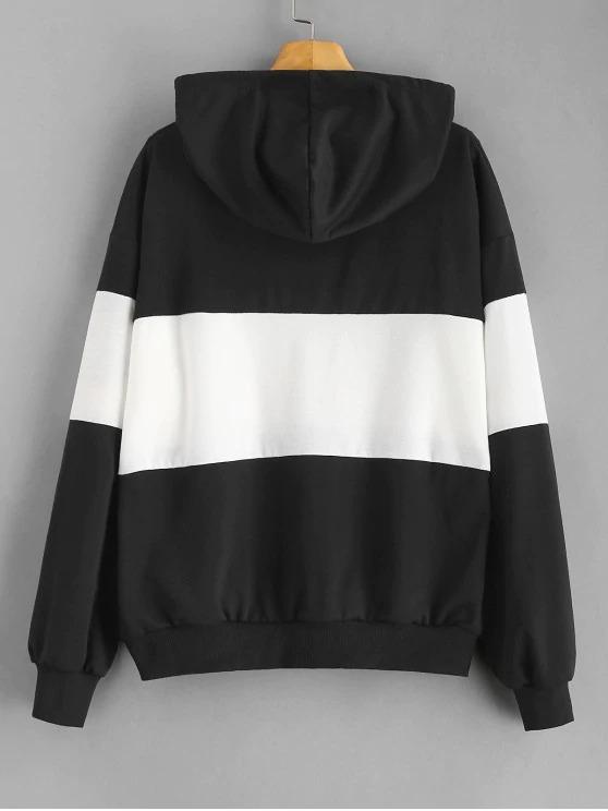 Two Tone Kangaroo Pocket Hoodie - INS | Online Fashion Free Shipping Clothing, Dresses, Tops, Shoes