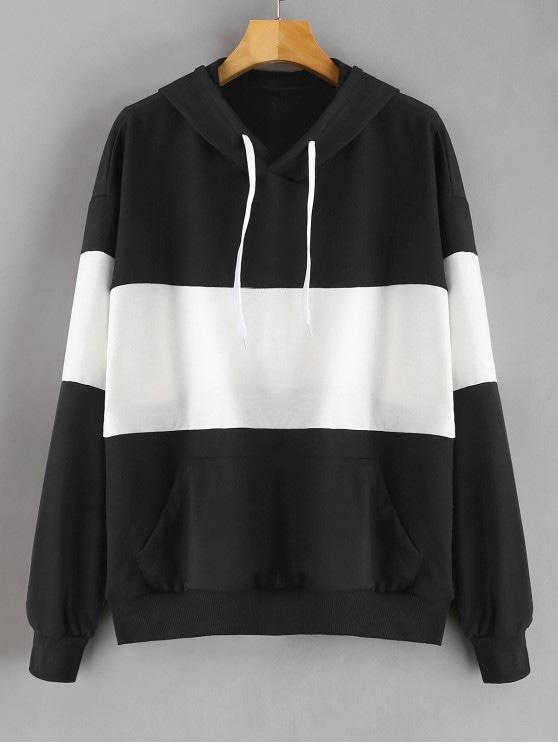 Two Tone Kangaroo Pocket Hoodie - INS | Online Fashion Free Shipping Clothing, Dresses, Tops, Shoes