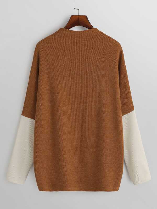 Two-Tone Mixed Knit Sweater - INS | Online Fashion Free Shipping Clothing, Dresses, Tops, Shoes