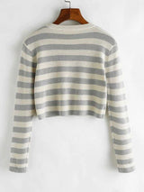 Two Tone Striped Crop Jumper Sweater - INS | Online Fashion Free Shipping Clothing, Dresses, Tops, Shoes