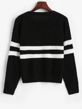 Two Tone Striped Drop Shoulder Sweater - INS | Online Fashion Free Shipping Clothing, Dresses, Tops, Shoes