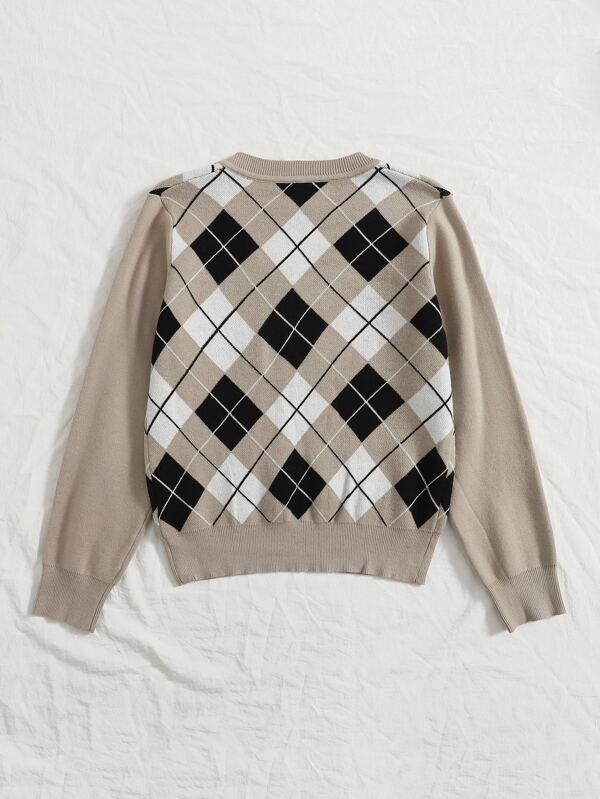 V-neck Argyle Pattern Sweater - INS | Online Fashion Free Shipping Clothing, Dresses, Tops, Shoes