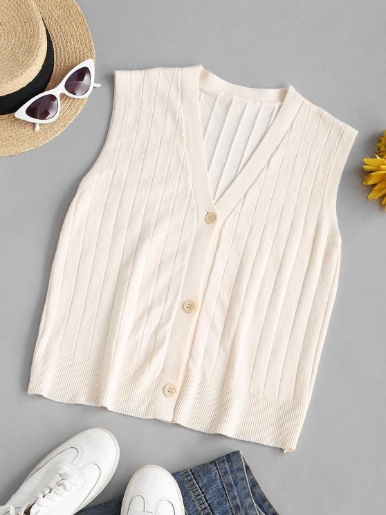 V Neck Button Up Ribbed Trim Cardigan Vest - INS | Online Fashion Free Shipping Clothing, Dresses, Tops, Shoes