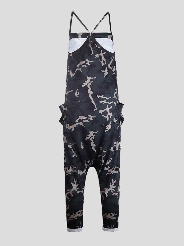 V-neck Camouflage Print Suspender Jumpsuit - Jumpsuit & Rompers - INS | Online Fashion Free Shipping Clothing, Dresses, Tops, Shoes - 08/07/2021 - 20-30 - Bottoms