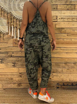 V-neck Camouflage Print Suspender Jumpsuit - Jumpsuit & Rompers - INS | Online Fashion Free Shipping Clothing, Dresses, Tops, Shoes - 08/07/2021 - 20-30 - Bottoms