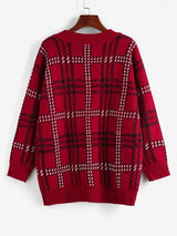 V Neck Drop Shoulder Plaid Sweater - INS | Online Fashion Free Shipping Clothing, Dresses, Tops, Shoes