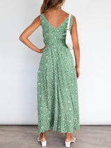 V-neck Floral Beach Dress - Maxi Dresses - INS | Online Fashion Free Shipping Clothing, Dresses, Tops, Shoes - 20-30 - 22/06/2021 - color-green