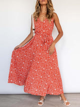 V-neck Floral Beach Dress - Maxi Dresses - INS | Online Fashion Free Shipping Clothing, Dresses, Tops, Shoes - 20-30 - 22/06/2021 - color-green