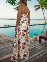 V-neck Floral Sling Maxi Dress - Maxi Dresses - INS | Online Fashion Free Shipping Clothing, Dresses, Tops, Shoes - 22/06/2021 - 30-40 - color-black