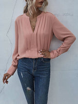V neck Formal Shirt - Blouses - INS | Online Fashion Free Shipping Clothing, Dresses, Tops, Shoes - Black - Color_Black - Color_Pink