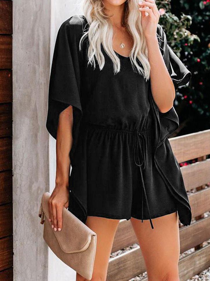 V Neck High Waist Wide Loose Casual Jumpsuit - Jumpsuits - INS | Online Fashion Free Shipping Clothing, Dresses, Tops, Shoes - 31/05/2021 - Category_Bottoms - Category_Jumpsuits