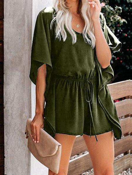 V Neck High Waist Wide Loose Casual Jumpsuit - Jumpsuits - INS | Online Fashion Free Shipping Clothing, Dresses, Tops, Shoes - 31/05/2021 - Category_Bottoms - Category_Jumpsuits