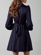 V-neck Lantern Long Sleeves Mini Dress - Mini Dresses - INS | Online Fashion Free Shipping Clothing, Dresses, Tops, Shoes - 09/06/2021 - Color_Blue - DRE2106090253