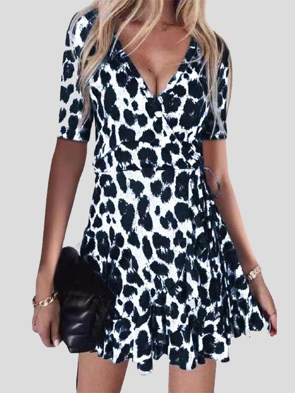 V-Neck Leopard Print Nightclub Ruffle Dress - Mini Dresses - INS | Online Fashion Free Shipping Clothing, Dresses, Tops, Shoes - 19/07/2021 - 20-30 - Category_Mini Dresses
