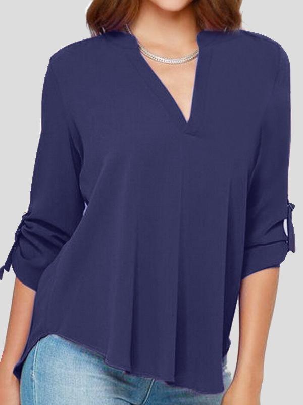 V-neck Long-sleeved Chiffon Blouse - Blouses - INS | Online Fashion Free Shipping Clothing, Dresses, Tops, Shoes - 03/07/2021 - 10-20 - BLO2107031159