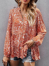 V-neck Loose Buttons Floral Print Blouse - Blouses - INS | Online Fashion Free Shipping Clothing, Dresses, Tops, Shoes - 21/07/2021 - 30-40 - BLO2107211239