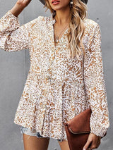 V-neck Loose Buttons Floral Print Blouse - Blouses - INS | Online Fashion Free Shipping Clothing, Dresses, Tops, Shoes - 21/07/2021 - 30-40 - BLO2107211239