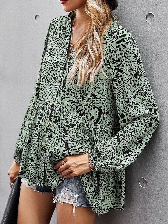 V-neck Loose Buttons Floral Print Blouse - Blouses - INS | Online Fashion Free Shipping Clothing, Dresses, Tops, Shoes - 21/07/2021 - 30-40 - BLO2107211239