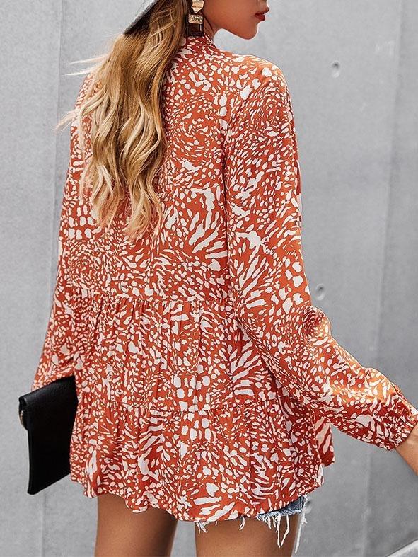 V-neck Loose Buttons Floral Print Blouse - Blouses - INS | Online Fashion Free Shipping Clothing, Dresses, Tops, Shoes - 21/07/2021 - 30-40 - BLO2107211239