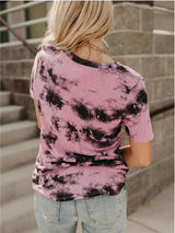 V-neck Loose Tie-dye Short-sleeved T-shirt - T-shirts - INS | Online Fashion Free Shipping Clothing, Dresses, Tops, Shoes - 05/06/2021 - Color_Blue - Color_Gray