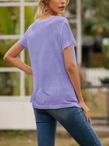 V-neck Pocket Casual Loose Thin Chic T-shirt - T-shirts - INS | Online Fashion Free Shipping Clothing, Dresses, Tops, Shoes - 16/04/2021 - BLO210416205 - Color_Blue
