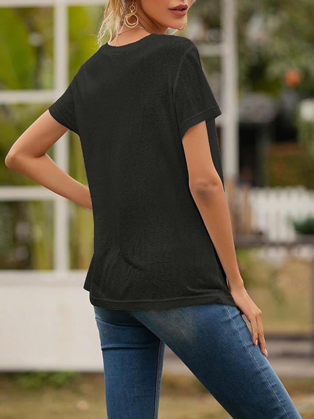 V-neck Pocket Casual Loose Thin Chic T-shirt - T-shirts - INS | Online Fashion Free Shipping Clothing, Dresses, Tops, Shoes - 16/04/2021 - BLO210416205 - Color_Blue