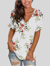 V-Neck Printed Short Sleeve Loose T-Shirt - T-Shirts - INS | Online Fashion Free Shipping Clothing, Dresses, Tops, Shoes - 10-20 - 19/06/2021 - Category_T-Shirts